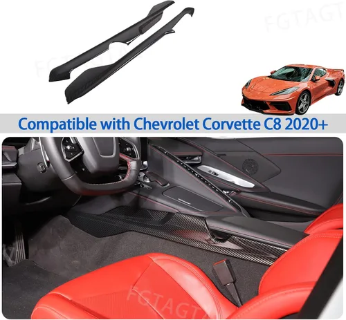 Vista 7 de Co-Pilot - Cubierta de panel lateral de caja de reposabrazos compatible con Chevrolet Corvette C8 2020-2026, moldura de panel lateral del conductor