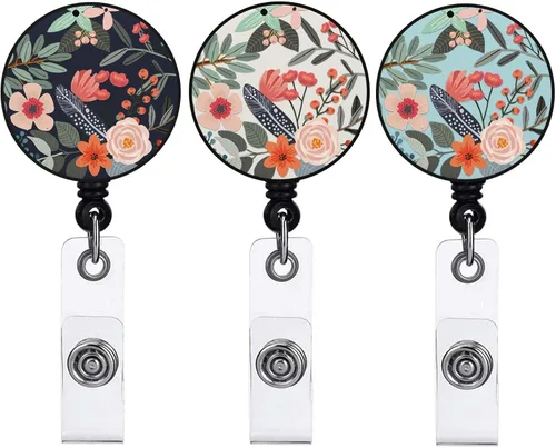 Vista 19 de Carrete retráctil para tarjetas de identificación con clip de cocodrilo resistente para nombre de enfermera, carrete decorativo para tarjetas