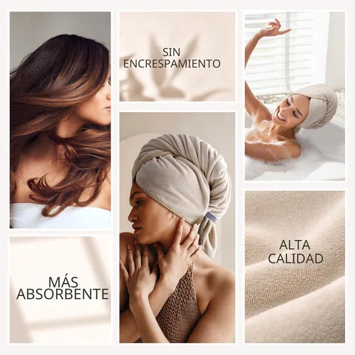 Vista 3 de Umisleep Toalla para Cabello 100% Microfibra, 41" x 22" Toalla Súper Absorbente Envolvente con Lazo Elástico, Toalla Grande para Cabello Rizado