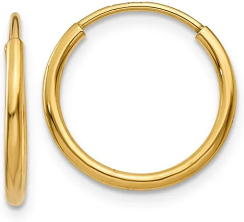 Vista 12 de Aretes de aro infinito de oro de 14k, tubo de 1,25 mm de grosor