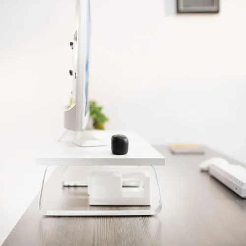Vista 5 de VIVO Soporte para monitor de 24 pulgadas, elevador de escritorio de madera y acero, pantalla, teclado, portátil, escritorio ergonómico de TV pequeño