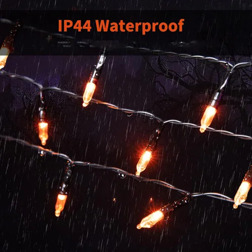 Vista 8 de Minetom Guirnalda de luces de Halloween para exteriores, 39 pies, 100 luces LED impermeables de Navidad con 8 modos de iluminación para Halloween
