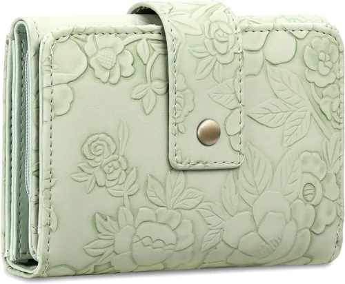 Vista 13 de SENDEFN Billeteras para mujer, billetera triple para mujer, tarjetero para tarjetas de crédito, bolsillo para monedas con ventana de identificación