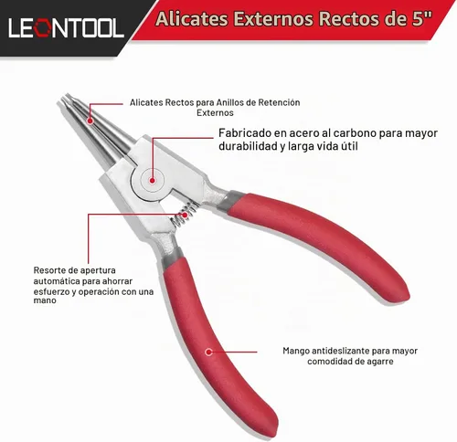 Vista 2 de Alicates de clip externos - Alicates de anillo a presión de 5 pulgadas para quitar anillos, retención y extracción de manguera