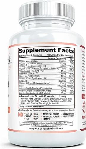 Vista 7 de New Look Vitaminas de apoyo al crecimiento del cabello para mujeres y hombres Suplemento de fuerza clínica para la pérdida de cabello Apoya