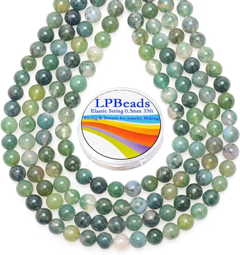 Vista 49 de LPBeads 100 Cuentas de 8mm Cuentas Redondas Naturales de Chakra, Cuentas Sueltas de Piedra Preciosa Redondas para Hacer Joyas con Cordón Elástico