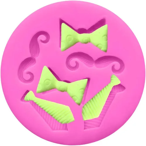 Vista 3 de Luckycivia - Juego de 4 pajaritas para barba, molde de fondant de chocolate con caramelo, molde de silicona para pastel