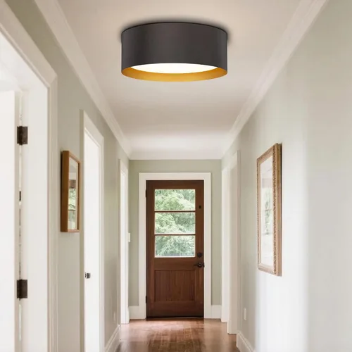 Vista 4 de Casia Luces de techo empotradas para dormitorio, montaje empotrado cerca del techo en acabado de metal de bronce aceitado con vidrio esmerilado