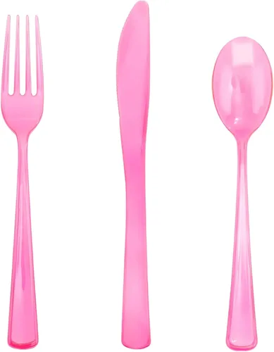 Vista 20 de 180 cubiertos de plástico plateado – cubiertos de plástico plateado – cubiertos de plástico elegante resistente – 60 tenedores, 60 cuchillos, 60
