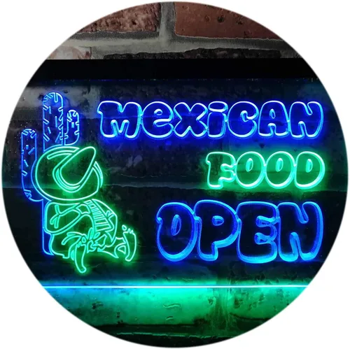 Vista 20 de ADVPRO Letrero de neón LED de doble color, barra de cactus de comida mexicana, azul y rojo, 12 x 8.5 pulgadas st6s32-i0101-br
