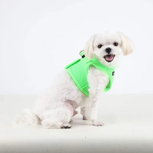 Vista 5 de Puppia Arnés de chaleco suave neón Step-in sin estrangulamiento, sin tirones, entrenamiento para perros pequeños y medianos, verde, XS