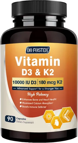 Vista 8 de DRFOSTER Vitamina D3 K2, 10000 UI D3 + 180 mcg K2, 120 cápsulas