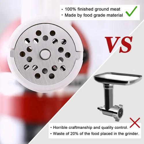 Vista 2 de KITCHTREE Accesorio para picadora de carne para batidoras de pie KitchenAid, incluye accesorio para molinillo de alimentos y accesorio de relleno