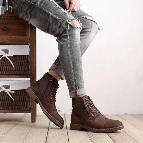 Vista 7 de Arkbird Mens Chelsea Boots, Stylish and Comfort Leather Chukka Ankle Boots with Zipper