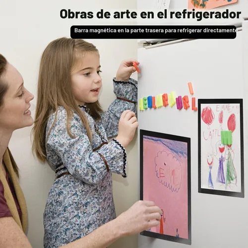 Vista 4 de 4 soportes magnéticos, para letras de 8.5 x 11 pulgadas, soporte magnético de PVC resistente, marco magnético de póster de fotos, puede Negro