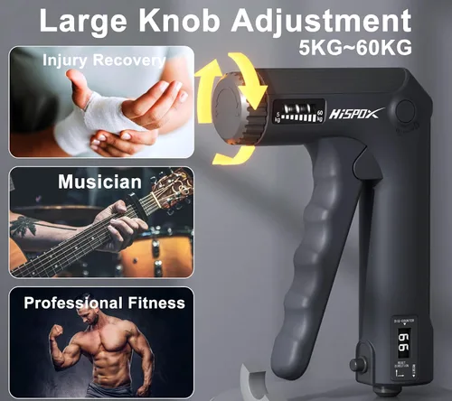 Vista 7 de Grip Strength Trainer with Finger Exerciser, Adjustable Resistance, Forearm Strengthener Hand Gripper with Counting,Black