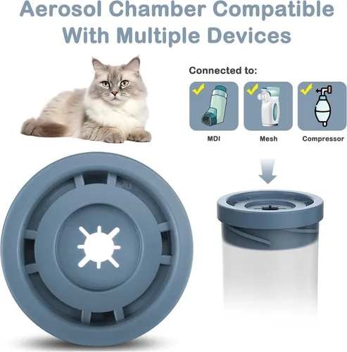 Vista 7 de Espaciador inhalador para gatos, para gatos y perros pequeños, cámara de aerosol para mascotas con máscara de silicona, para primeros auxilios