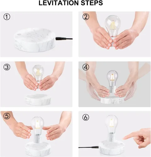 Vista 7 de UVEHAS Bombilla de luz de levitación magnética, lámpara LED flotante con control táctil, luz nocturna de levitación giratoria, regalos creativos