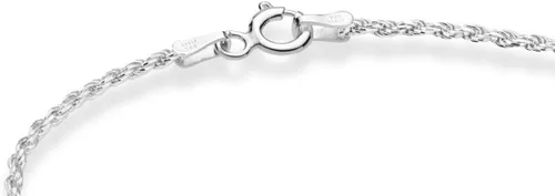Vista 2 de Miabella Tobillera de plata de ley 925 maciza de 0.059 pulgadas con corte de diamante, cadena trenzada para mujer, fabricada en Italia