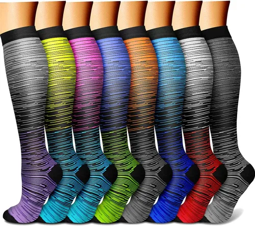 Vista 19 de CHARMKING Calcetines de compresión para mujeres y hombres para circulación (8 pares) 15-20 mmHg, mejor soporte para ciclismo atlético