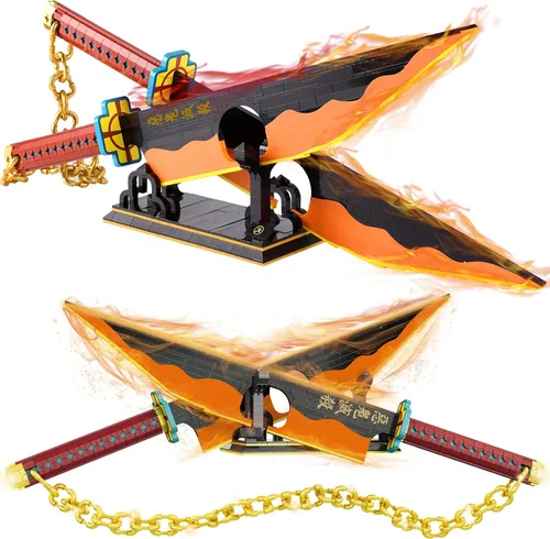 Vista 9 de HIGH GODO Juego de construcción de espadas para cosplay de anime, 936 piezas, una espada Enma Zoro morada de 38.8 pulgadas con vaina y soporte