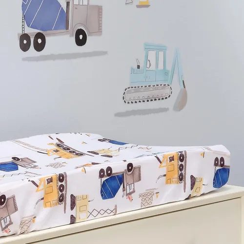 Vista 4 de Bedtime Originals Construction Zone - Funda para cambiador, color blanco/camiones