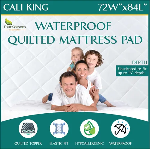 Vista 35 de Protector de colchón acolchado de tamaño individual, protector de colchón impermeable ajustable, cubrecolchón con parte superior acolchada, funda