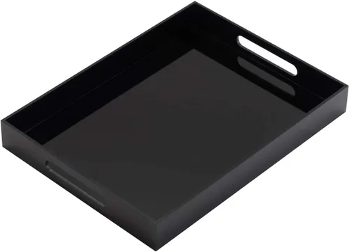 Vista 13 de KEVLANG Bandeja de acrílico transparente resistente con asas, bandeja organizadora de encimera de 8 x 8 x 2 pulgadas de alto para cocina, baño