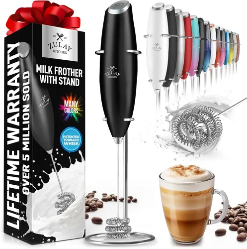 Vista 586 de Zulay Milk Boss Espumador de leche potente manual, hace espuma para latte, batidor para mezclar bebidas, café, miniespumador para capuchino, frappé