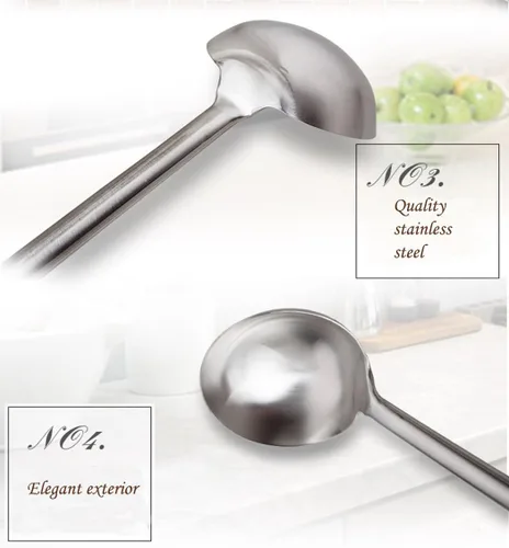 Vista 3 de Tenta Kitchen Cuchara profesional grande de acero inoxidable para servir – Cucharón de salsa para sopa para comedor escolar, cocina de hotel
