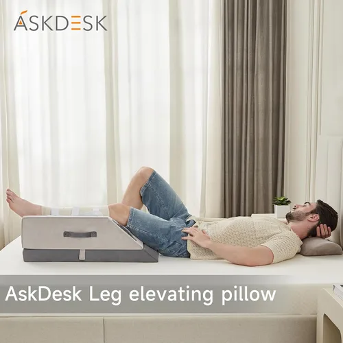 Vista 7 de Almohada elevadora de piernas, almohada de apoyo ajustable de 3 alturas, almohada de cuña para después de la cirugía o el descanso, almohada