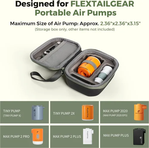 Vista 5 de Flextailgear Tiny Air Pump X Grey Bundle con organizador protector Mini caja de almacenamiento