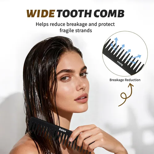 Vista 4 de Cepillo de pelo Balon para mujeres y hombres, juego de cepillo de paleta de 4 piezas, cepillo desenredante, peine para cabello largo, grueso, fino