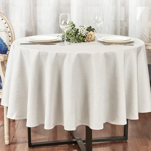 Vista 34 de Mantel redondo de poliéster resistente al agua y las manchas, lavable, mantel de tela para mesa de cocina y comedor