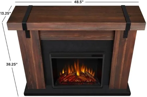 Vista 7 de Aspen - Chimenea eléctrica de 49 pulgadas en madera de castaño Real Flame