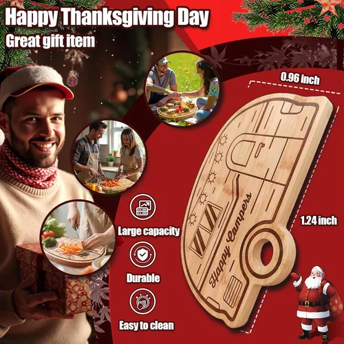 Vista 2 de Tabla de cortar grande para autocaravana, tabla de cortar de madera para cocina, bandeja de servir y tabla de cortar, regalos únicos de RV