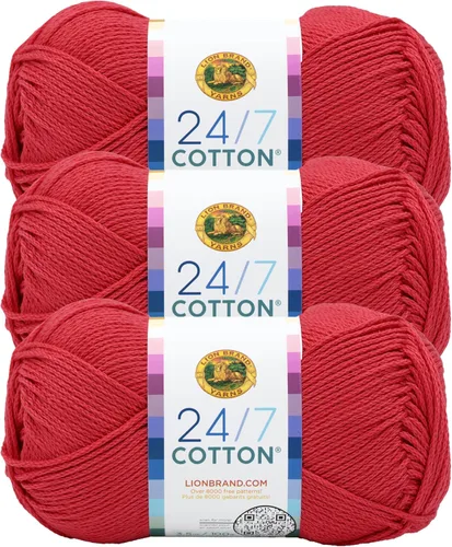 Vista 64 de Lion Brand Yarn - Hilo ligero 24/7 de algodón para tejer, hacer ganchillo y manualidades, Ámbar, paquete de 1 Light Worsted 100% Mercerized Cotton