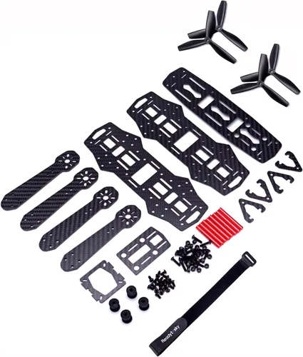 Vista 6 de Readytosky FPV Racing Drone Frame 5 pulgadas Fibra de Carbono Quadcopter Frame Kit con 0.157 in FPV Frame Arms+Lipo Batería Correa