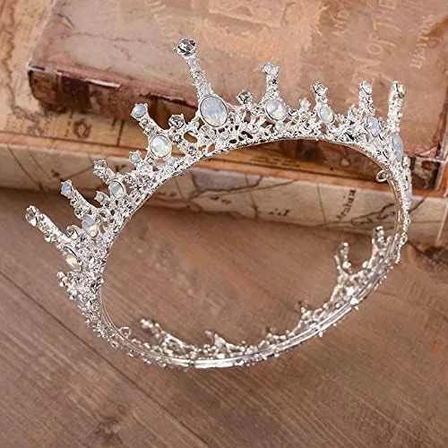 Vista 5 de hair jewelry crown tiaras for women Retro Baroque Crystal Round Tiaras Crowns Princess Diadem Coronal Headpiece Women Bride Wedding Hair Jewelry