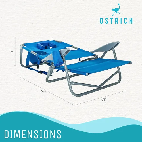 Vista 3 de Ostrich On-Your-Back - Silla de playa reclinable de 5 posiciones (paquete de 2)