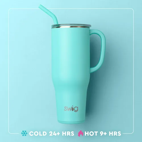 Vista 4 de Swig Life - Taza Mega de 40 onzas, Taza de 40 oz con asa, apta para vasos, apta para lavavajillas, taza aislada extra grande, acero inoxidable