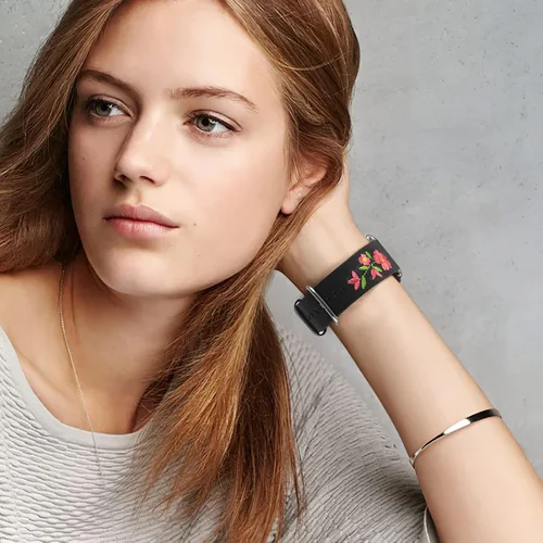Vista 7 de Correas de reloj de cuero para Apple Watch de 1.732 in 1.496 in 1.575 in 1.614 in 1.654 in 1.772 in 1.929 in Personalidad bordado elegante pulseras
