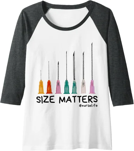 Vista 9 de Needle Size Matters Camiseta de béisbol raglán divertida de enfermería CNA Nurse Life, Negro