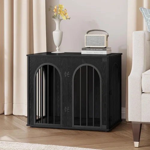 Vista 4 de Hzuaneri Jaula de Madera para Perros de 26.8'', Muebles de Jaula para Perros de Interior, Jaula para Perros Pequeños, Jaulas de Servicio Pesado