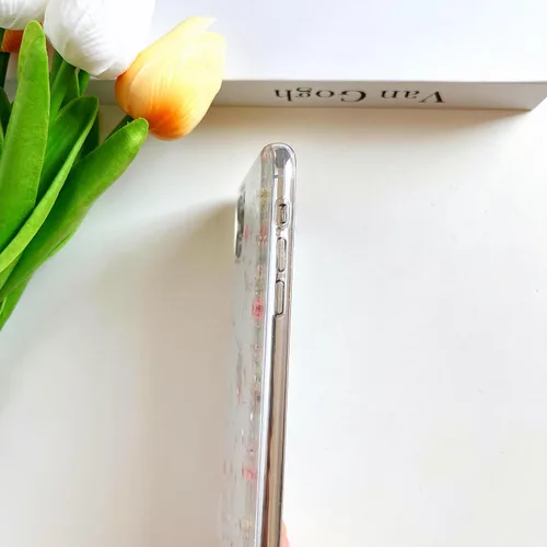 Vista 5 de LSEEKA Funda transparente para iPhone 11 con diseño de flores prensadas reales, linda y brillante, patrón floral rosa, funda protectora delgada