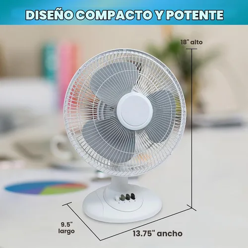 Vista 4 de EZ-CHILL Ventilador de mesa oscilante de 3 velocidades de 12" para el hogar