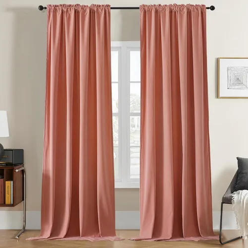 Vista 19 de Joydeco Cortinas de terciopelo negro de 63 pulgadas de largo, 2 paneles, cortinas opacas de lujo con bolsillo para barra, cortinas de ventana