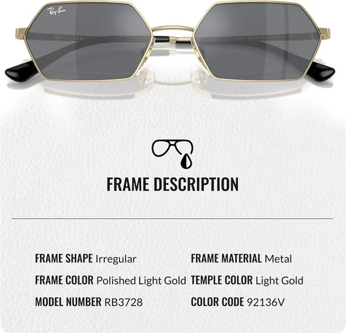 Vista 3 de Ray-Ban RB3728 YEVI BIO-BASED Gafas de sol cuadradas redondas para hombres y mujeres con kit oficial de gafas RAYBAN