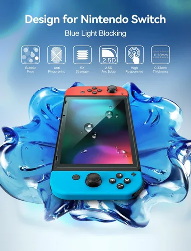 Vista 2 de ivoler Protector de pantalla de vidrio templado para Nintendo Switch, protector de pantalla de filtro de pantalla de luz azul con marco