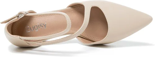 Vista 7 de Zapatos de tacón bajo para mujer, con puntera cerrada, tacón grueso, correa cruzada, para boda, novia, fiesta, zapatos de vestir